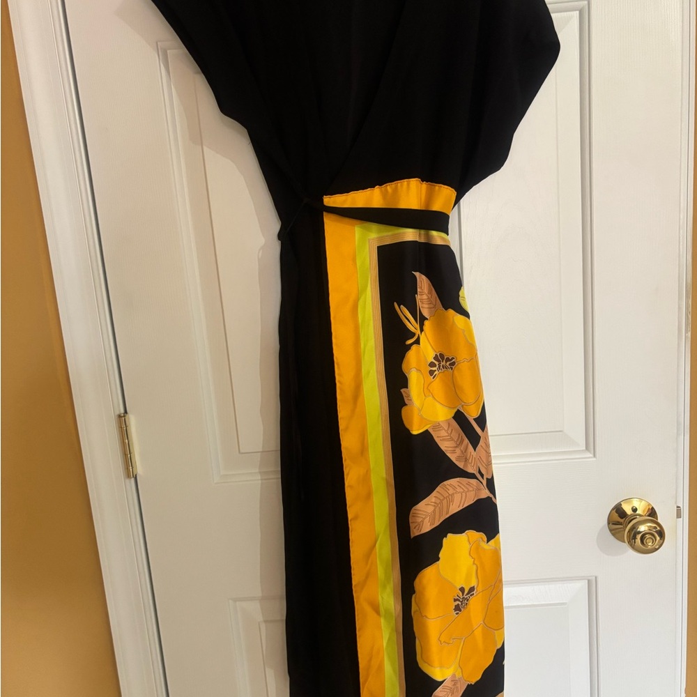 Dries Van Noten Black and Yellow Floral Maxi Dress